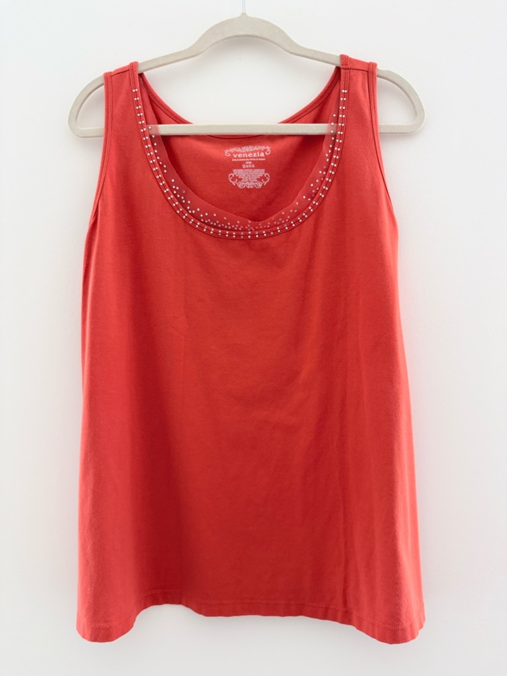 Venezia Coral Sleeveless Embellished Scoop Neck Tank
